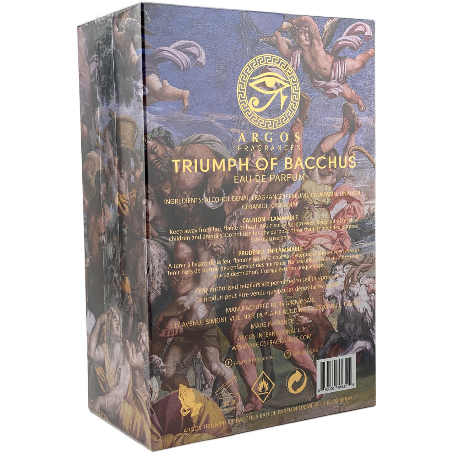 Argos Triumph of Bacchus Eau De Parfum Spray 3.4 oz Brand New