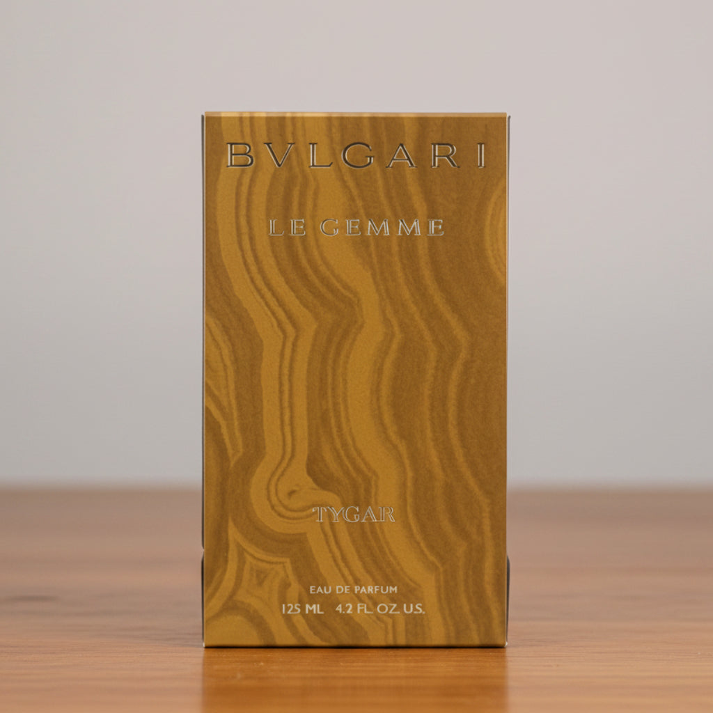 Bvlgari Le Gemme Tygar Eau de Parfum packaging on a white background