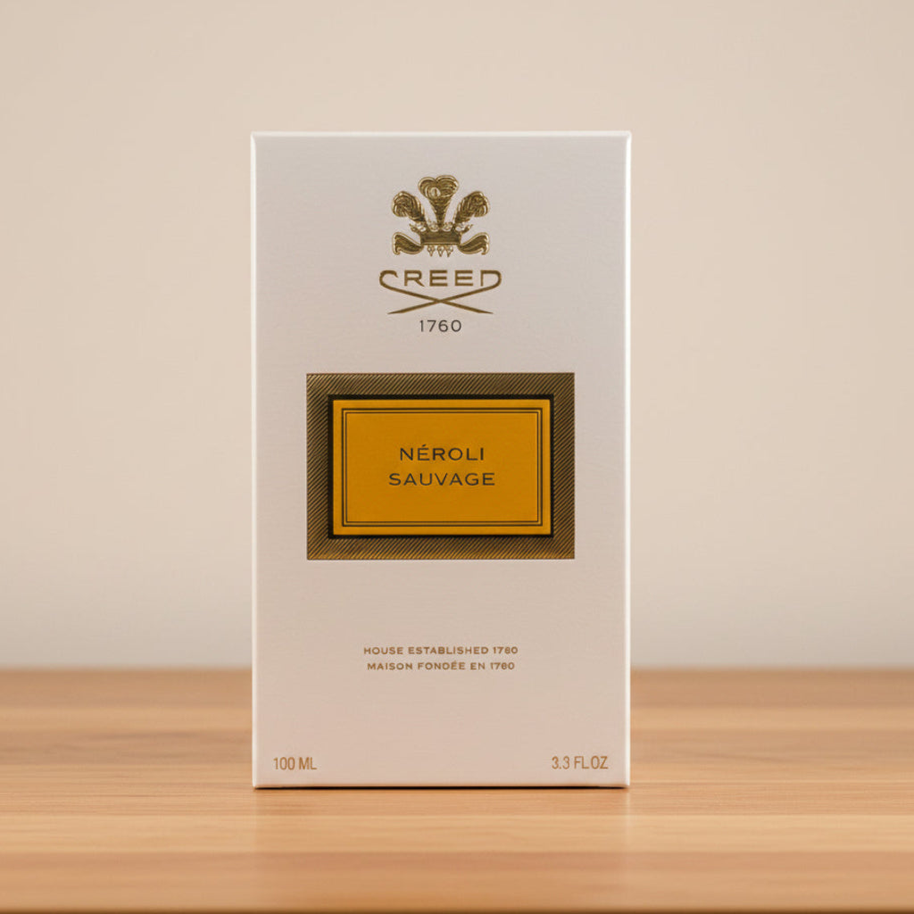Creed Neroli Sauvage perfume packaging on a white background