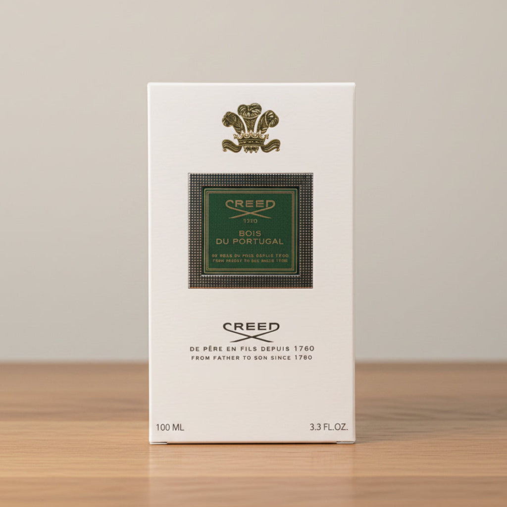 Bois du Portugal. Creed perfume packaging on a white background