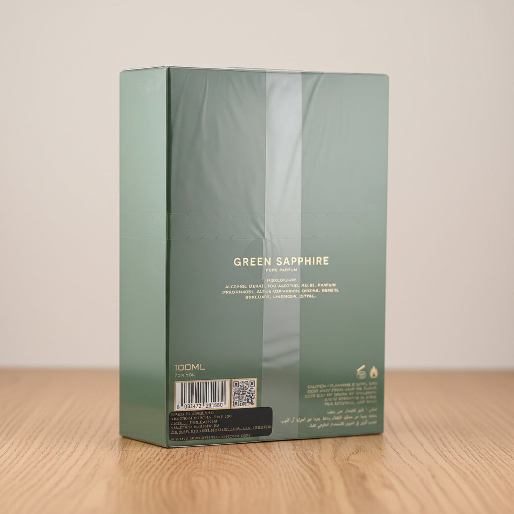 Green Sapphire product packaging on a white background. Boadicea
