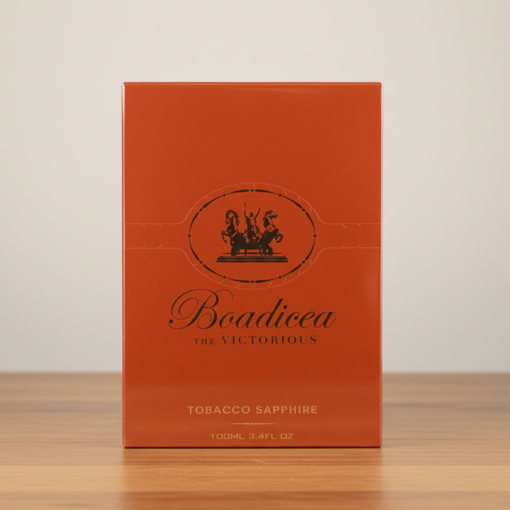 Tobacco Sapphire. Red packaging with 'Boadicea' branding on a white background