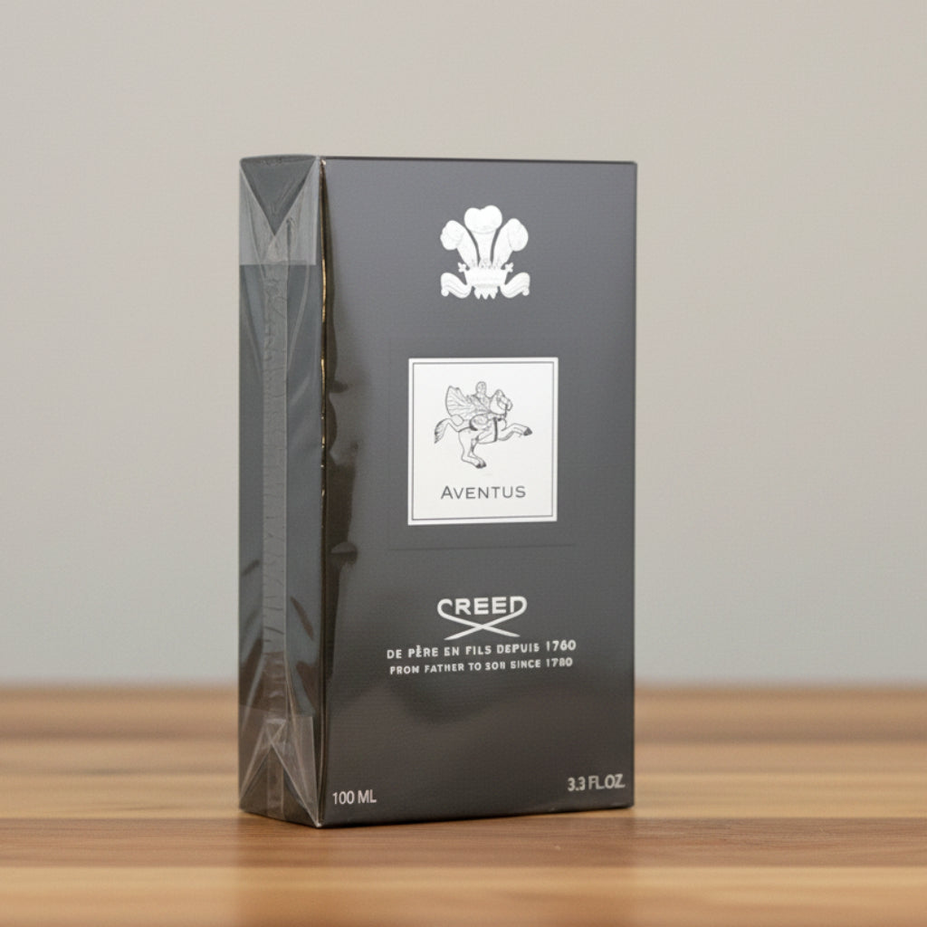 Creed Aventus perfume packaging on a white background