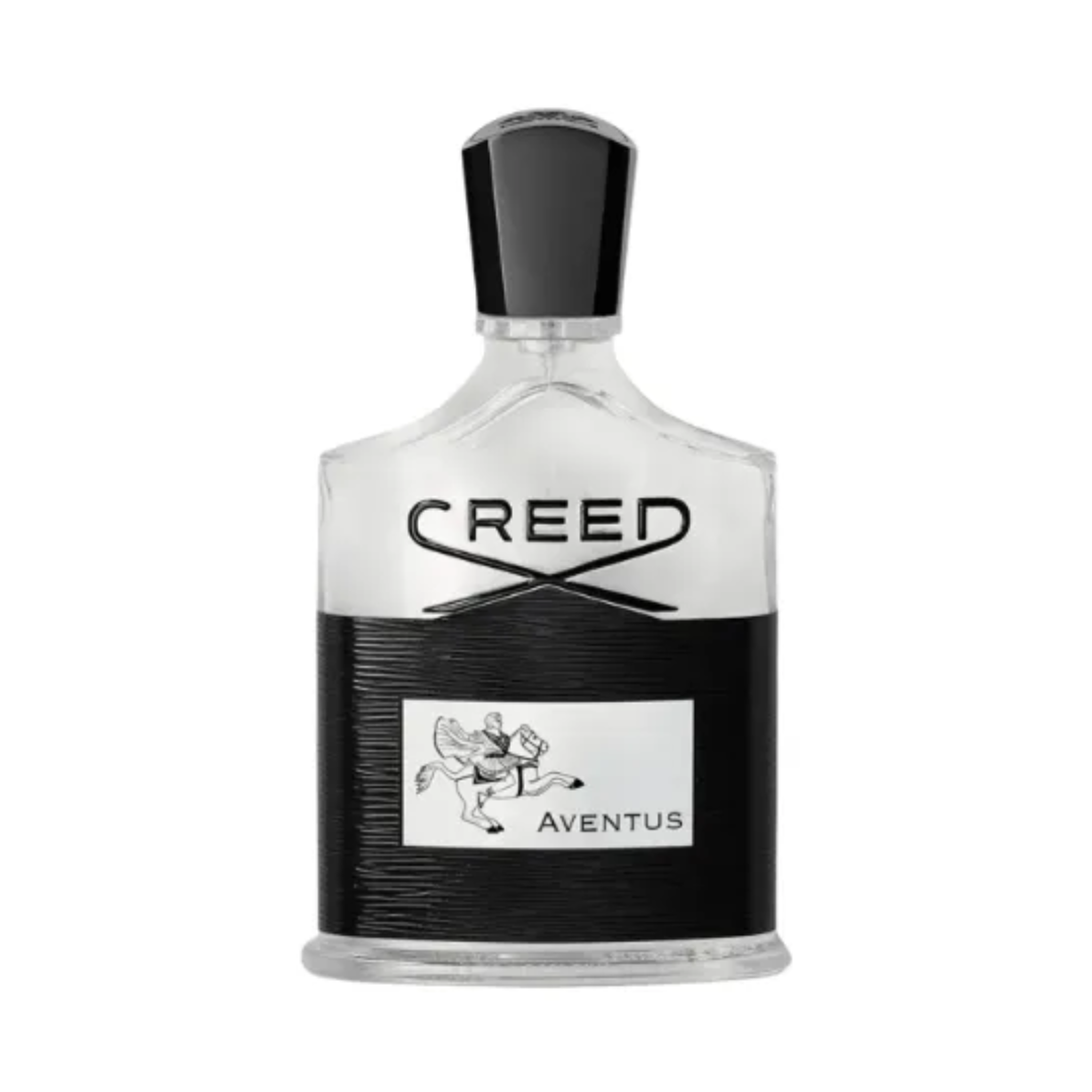 Creed Aventus perfume bottle on a white background