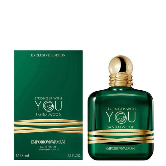 Green Emporio Armani perfume bottle and packaging on a white background